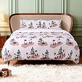 Gogreen Luxury Christmas Flannel Queen Duvet Cover Set, Soft & Breathable 2 Pieces Queen Bedding Sets, Pattern Queen Comfy, with Zipper Closure - Christmas Santa Claus
