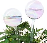 [Tomorotec] 2 Pcs Light Iridescent Rainbow Glass Self-Watering Spikes Bulbs