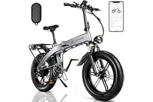 Luckeep Folding Electric Bike for Adults 1200/1400W Peak Motor, 30/28MPH 60 Miles,720WH Battery 20x 4.0 Fat Tire Foldable Ebike with NFC/Anti-Theft/Hydraulic Brakes/APP UL Certified Electric Bicycles