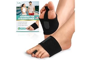 JNATER Hammer Toe Straightener - Hammer Toe Corrector for Women & Men, Toe Splint for Pain Relief, Toe Straighteners for Curled Toes, Hammer Toes, Crooked Toes, 1 Compression Foot Wrap & 1 Toe Strap
