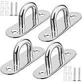 Baocuz 4 Pack 304 Stainless Steel Pad Eye Hooks, 3.1 Inch Ceiling Hooks for Hanging, Silver Hanging Hook with Screws