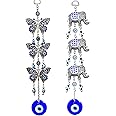 Blue Evil Eye Hanging Decoration Nazar Amulet Wall Hanging Home Protection and Blessing Decor (Elephant+Butterfly)