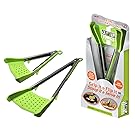 Allstar Innovations Clever Tongs 2 In 1 Kitchen Spatula Non-Stick, Heat Resistant, Stainless Steel Frame, Silicone & Dishwasher Safe, As Seen on TV, 2 Pack (Includes 1 Large & 1 Small)