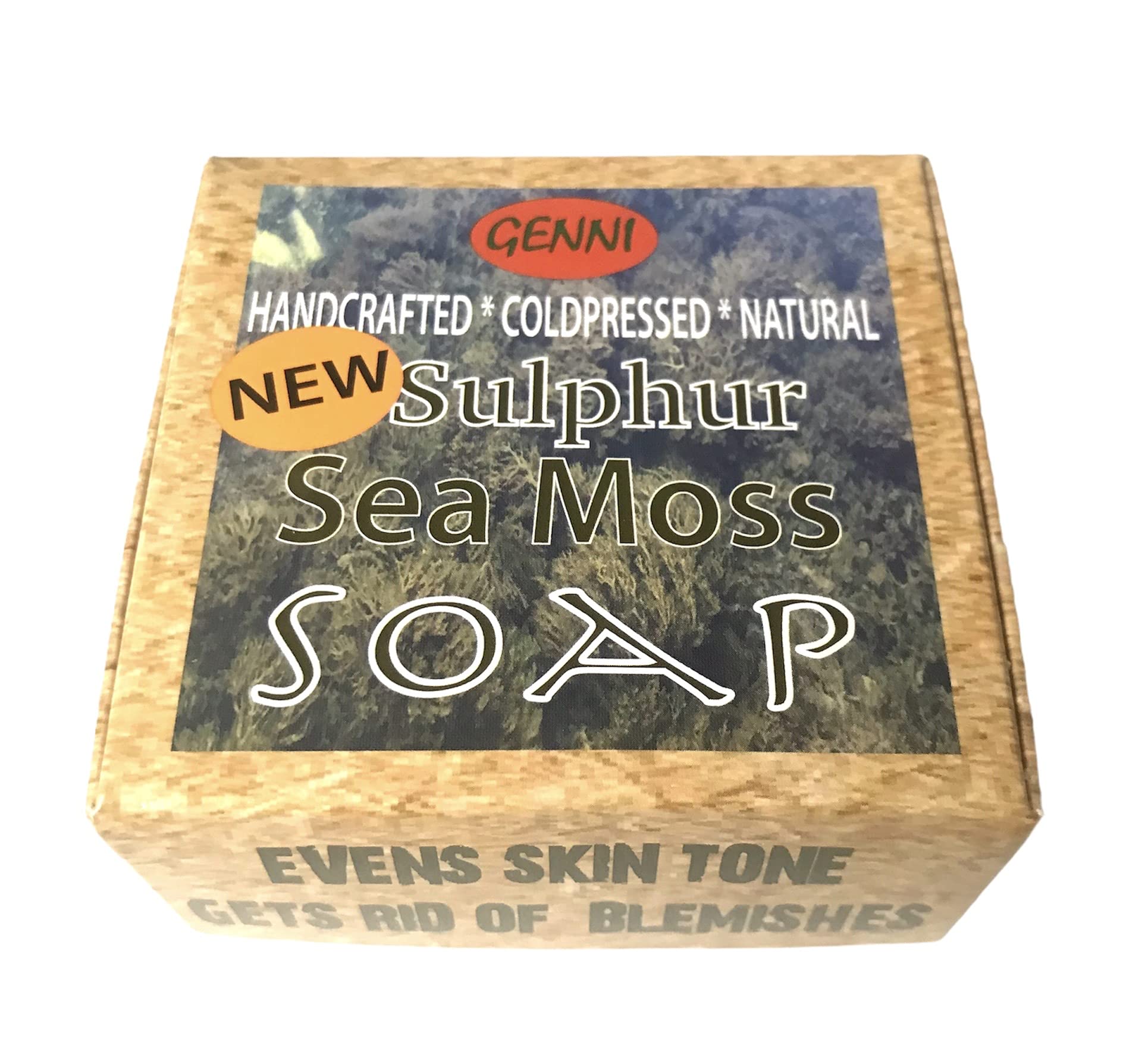 Sea Moss & sulphur soap approx 120g | Handcrafted & Cold-pressed soap made with wildcrafted Sea moss and natural ingredients |100% Vegan & Animal friendly | EU Cosmetic Regulations compliant — image 1