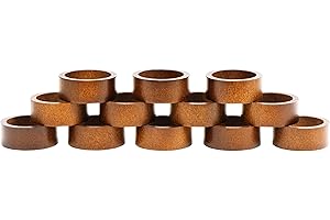 MEPERPER 12-Pack Wooden Napkin Rings, Hemlock Wood Table Napkin Holder, Handcrafted Decorative Napkin Rings for Weddings, Banquets, Family Dinners, and Formal Table Settings