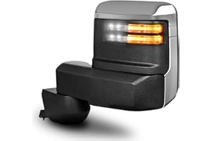 SIZIOM Driver Side Towing Mirror for 2500HD 3500HD GMC Chevy 2020-2025 Silverado/Sierra Left Side Chrome Cover Power Adjustable, Heated, Manual Telescoping | Replacement Truck Driver Mirror, No Camera