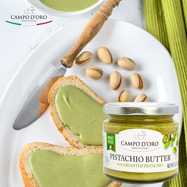 CAMPO D’ORO – PISTACHIO BUTTER SWEET SPREADABLE CREAM, 6.3 OZ (180G), RICH & NUTTY FOR KNAFEH PISTACHIO DUBAI CHOCOLATE BARS