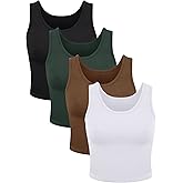 4 Pieces Women Basic Crop Tank Top Short Sleeveless Sports Crop Top