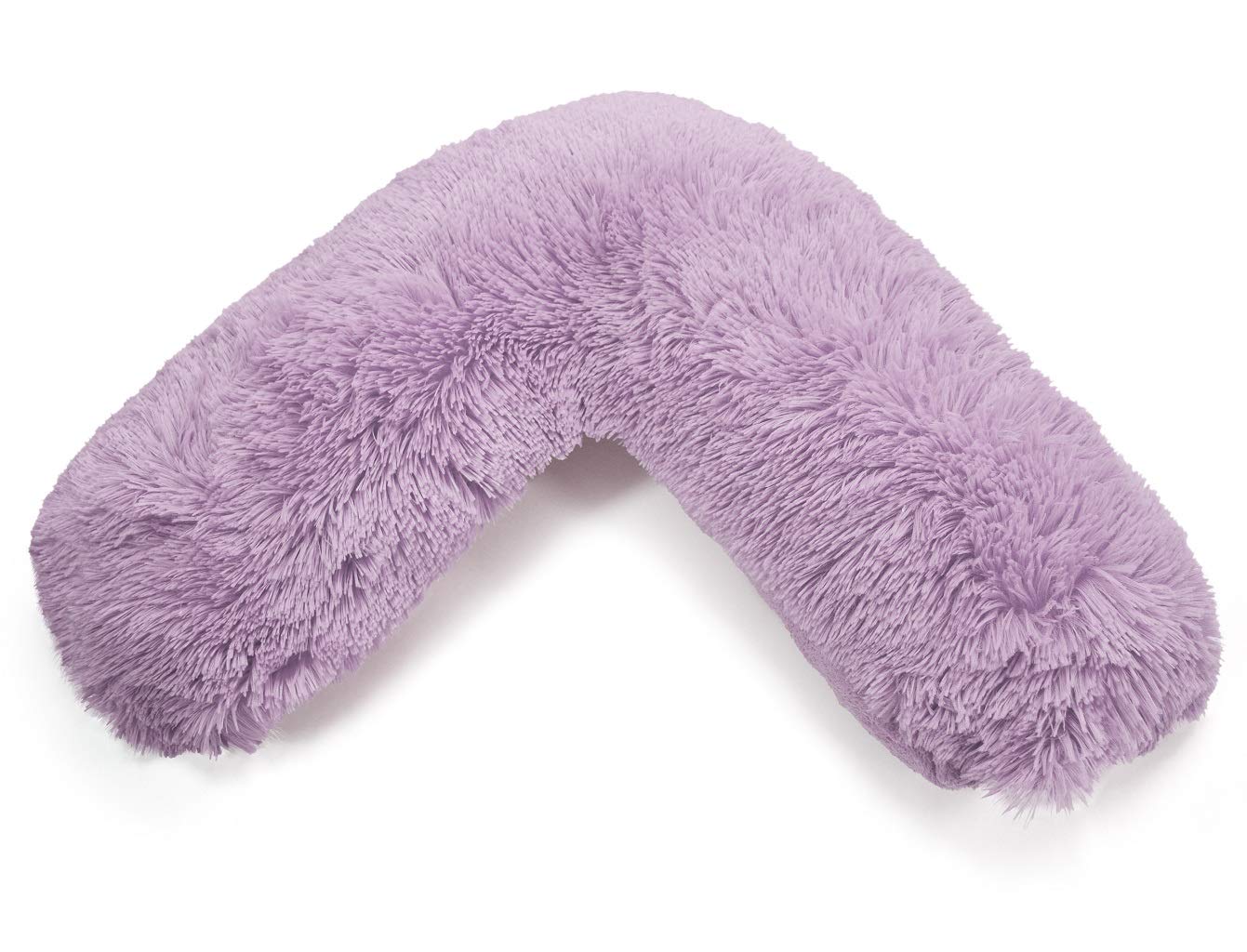 HOMES-LINEN Teddy V Shaped Complete V Pillow or V Case Only For Neck Maternity Back Support Soft Warm Plush Cosy Fleece V Shape Cover (Teddy Cuddles Lilac, Teddy Cover Only) — image 1