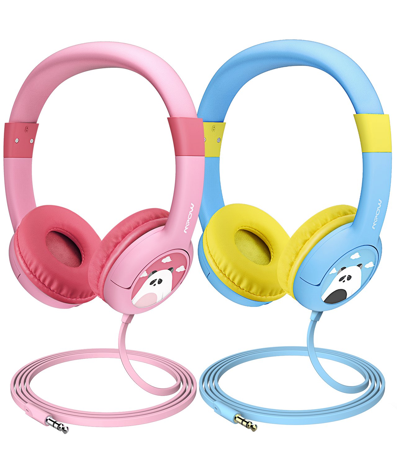 Mpow (2-Pack) Kids Headphones with 85dB Volume Limited Hearing Protection &amp; Music Sharing Function, Kids Safe Food Grade Material, Tangle-Free Cord, Wired On-Ear Headphones for Children Toddler Baby