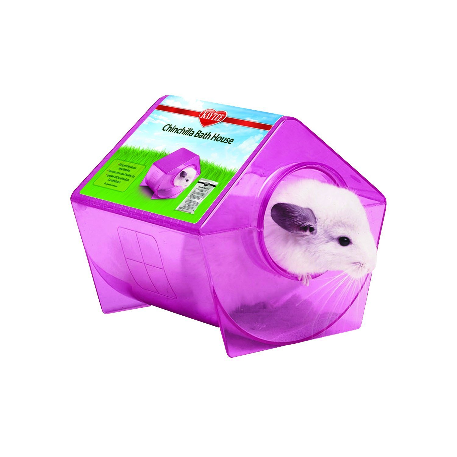 Kaytee Chinchilla Bath House, with Bath Sand, for Clean Healthy Fur, Colours Vary (Purple/Blue/Green/Magenta)