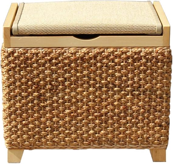 GH-YS Otomano de Almacenamiento de Madera de ratán, Taburete de