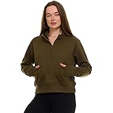 MODERN BASICS Womens Half Zip Hoodie - Fleece Cropped Sweatshirt for Women, Quarter Zip Up Pullover