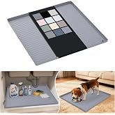 URMONA Waterproof Silicone Under Sink Mat 22'' x 22'' Shelf Liner for Kitchen and Bathroom, Cabinet and Counter Protector, Storage and Organizers, Litter Mat, Pet Cat Puppy Essentials(Light Grey)
