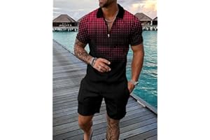 Men Polo Shirt and Shorts Set 2 Piece Summer Outfits Short Sleeve Track Suit