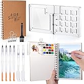 Vodolo Mini Water Color Paint Set,Portable Pocket Artist Watercolor Travel Set with Acrylic Tiny Paint Palette Watercolor Sketchbook,Travel Art Kit for Kids Adults