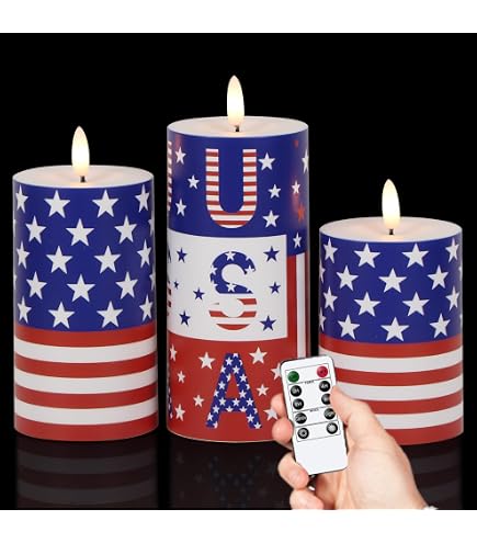 Yuntau 12-Pack 4th Of July Taper Candles - 10 Inch Red White Blue Patriotic Dripless Candlesticks