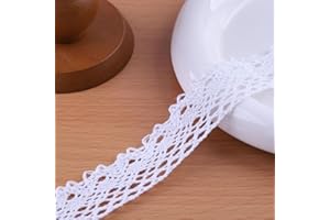 DYSHIPEN 20 Yards x 1 Inch Lace Ribbon Vintage Lace Trim Crochet Cotton Lace Edge for Christmas Package DIY Sewing Wedding Bridal Dress,Costume,Crafts and Sewing (White)