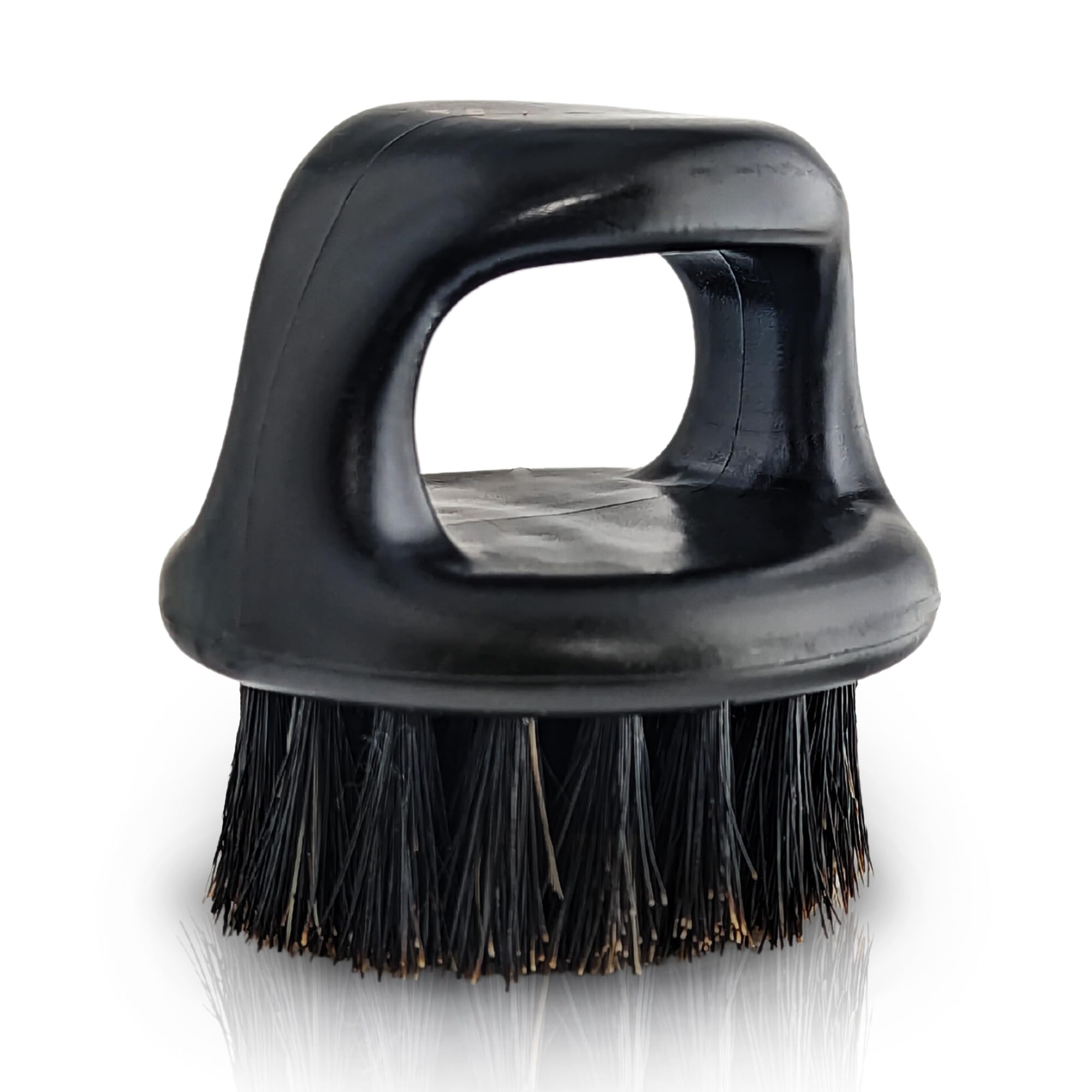 Kobe Knuckle/Finger Beard Brush - 100% Natural Boar Bristle Brush - Dark Brown Beard Brush for Men - Ergonomic Ring Design