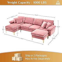 Wrofly U-Shaped Sectional Sofa Couch, 114" Comfy