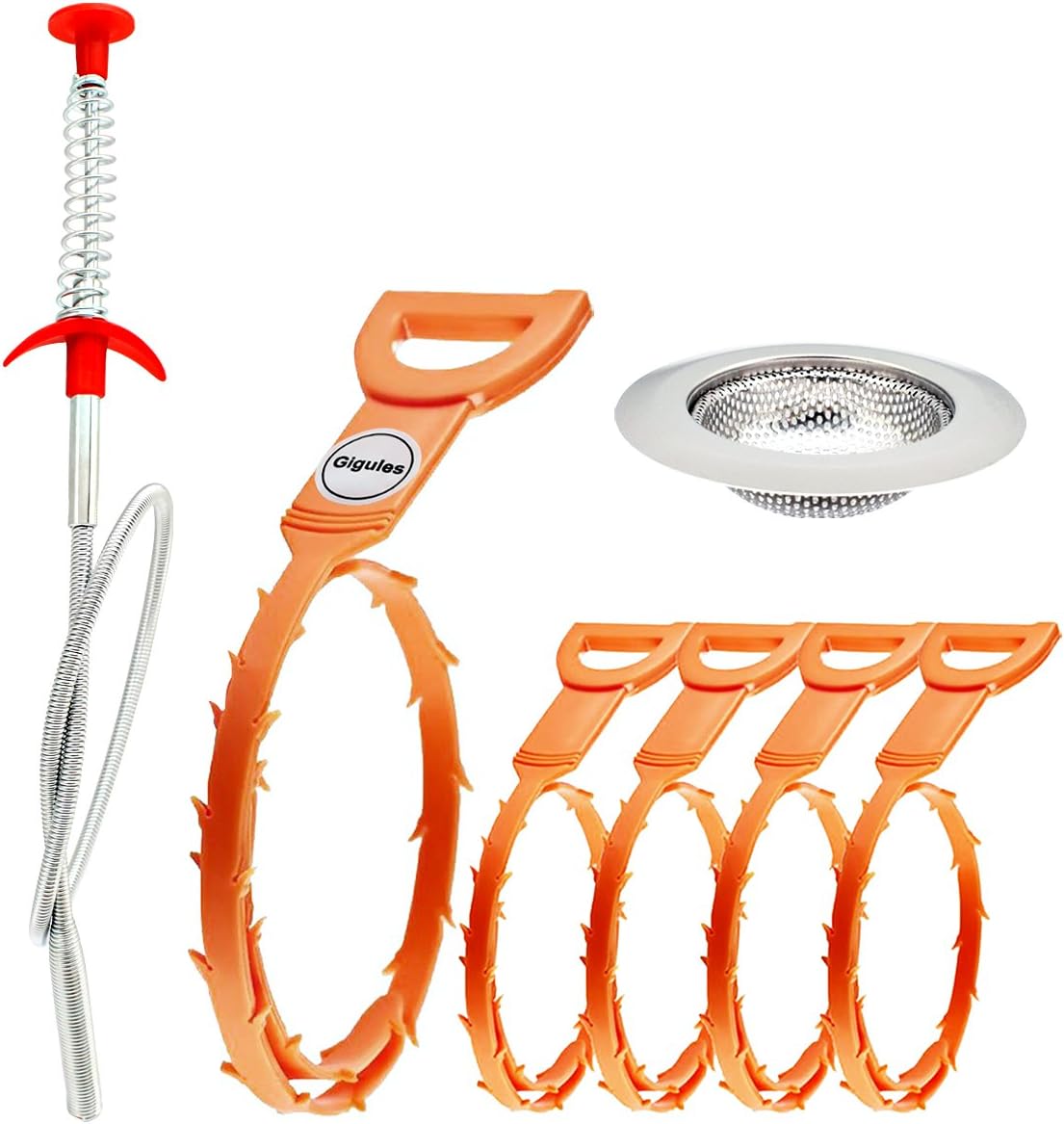 Gigules Drain Snake Hair Drain Clog Remover Cleaning Tool Drain Relief Cleaner for Sink Tube bathroom (7 Pack)
