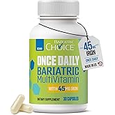 Bariatric Choice Once-Daily Bariatric Multivitamin with 45 mg of Iron | Easy to Swallow Capsule | Vitamin for Bariatric Surgery Patients | 30 Count (1-Month Supply)