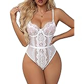 Gulinala Women Sexy Lace Bodysuit Underwired Lingerie One Piece Snap Crotch Teddy