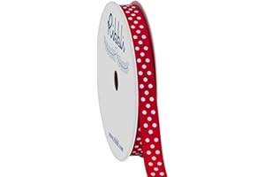 Ribbli Grosgrain Polka Dot Craft Ribbon,3/8 Inch,10-Yard Spool,Red with White Dots,Use for Gift Wrapping,Party Decoration,All Crafting and Sewing