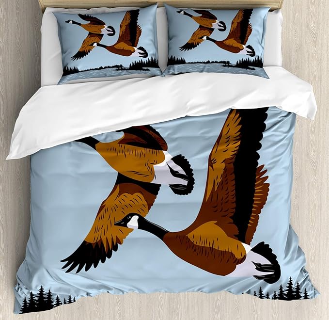 Lplpol Goose Duvet Cover Set, Digital Illustration of