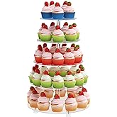 Cupcake Stand for 50 Cupcakes, 5 Tier Cupcake Holder, Clear Round Cupcake Tower, Acrylic Cupcake Stand, Cupcake Display Stand for Party, Wedding, Birthday, Baby Shower, Halloween