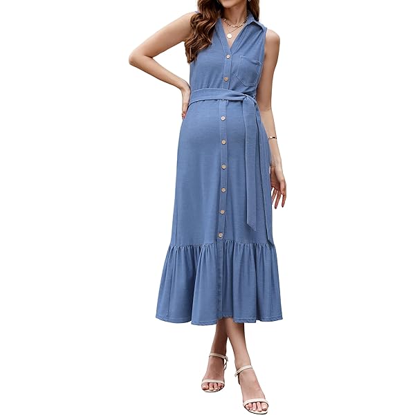 grey maternity work dress Front Pleated Knee Length Maternity Dress for Work Career Office main image 0