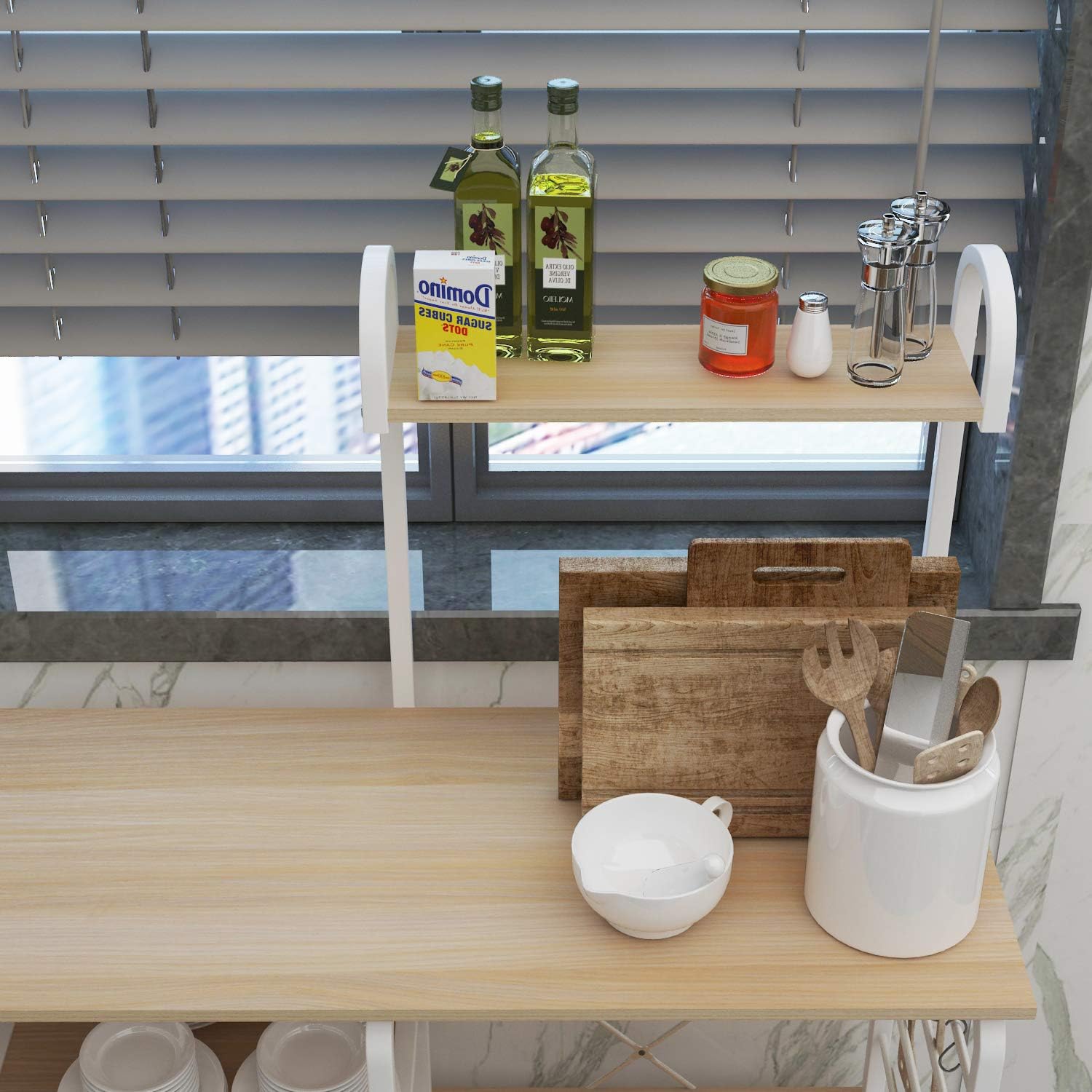 SDHYL Microwave Oven Rack Kitchen Baker's Rack Storage Cart for Kitchen, Millennium Oak, S7-WK-172-MO-US: Kitchen & Dining