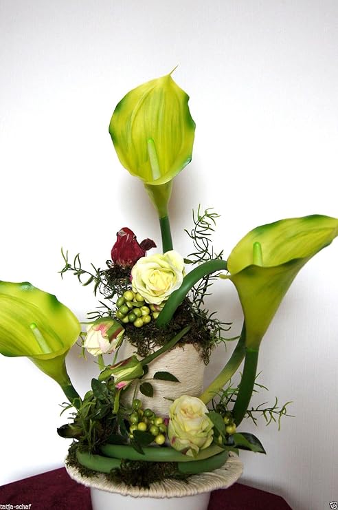 Composition Florale Fleurs Artificielles Fleurs De Soie Fleurs Kalla Decoration De Table D Anniversaire Td19 Amazon Fr Cuisine Maison