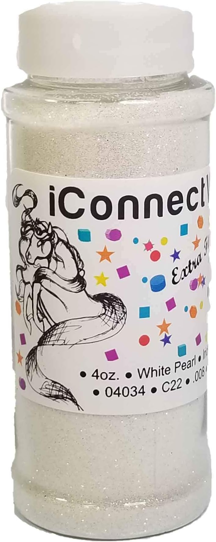 iConnectWith Glitter – White Pearl, Extra Fine Iridescent Glitter; Multi-use for Crafts, Decorations, Nail Art, Makeup, Tumblers, Resin Art, and DIY Projects