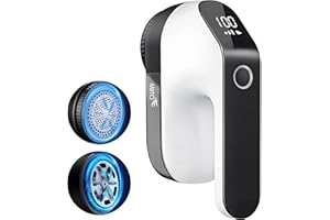 Fabric Shaver, Fuzz Remover, Rechargeable Lint Remover, LED Digital Display Sweater Shaver with 3-Speeds and 6-Leaf Blades, E
