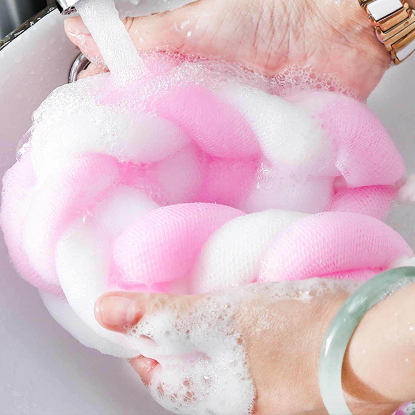 (Faiosh) color strip bath ball bath ball sponge large flower bath bath to pull back the artifact free Cuozao towel exfoliating bath F2014