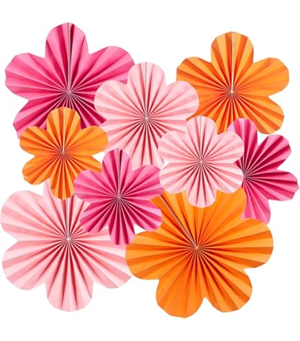 Pack Of 17 Pink Gold White Paper Pom Poms Circle Dot Garland Triangle Flag Banne