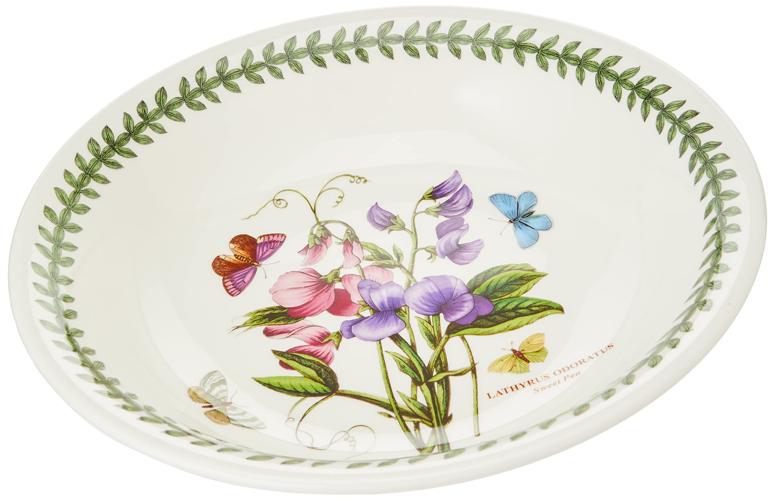 Portmeirion x Botanic Garden Pasta Bowl - Floral Sweet Pea Motif, Stylish Earthenware for Soups, Salads, or Desserts, Durable and Versatile, Microwave, Dishwasher & Freezer Safe