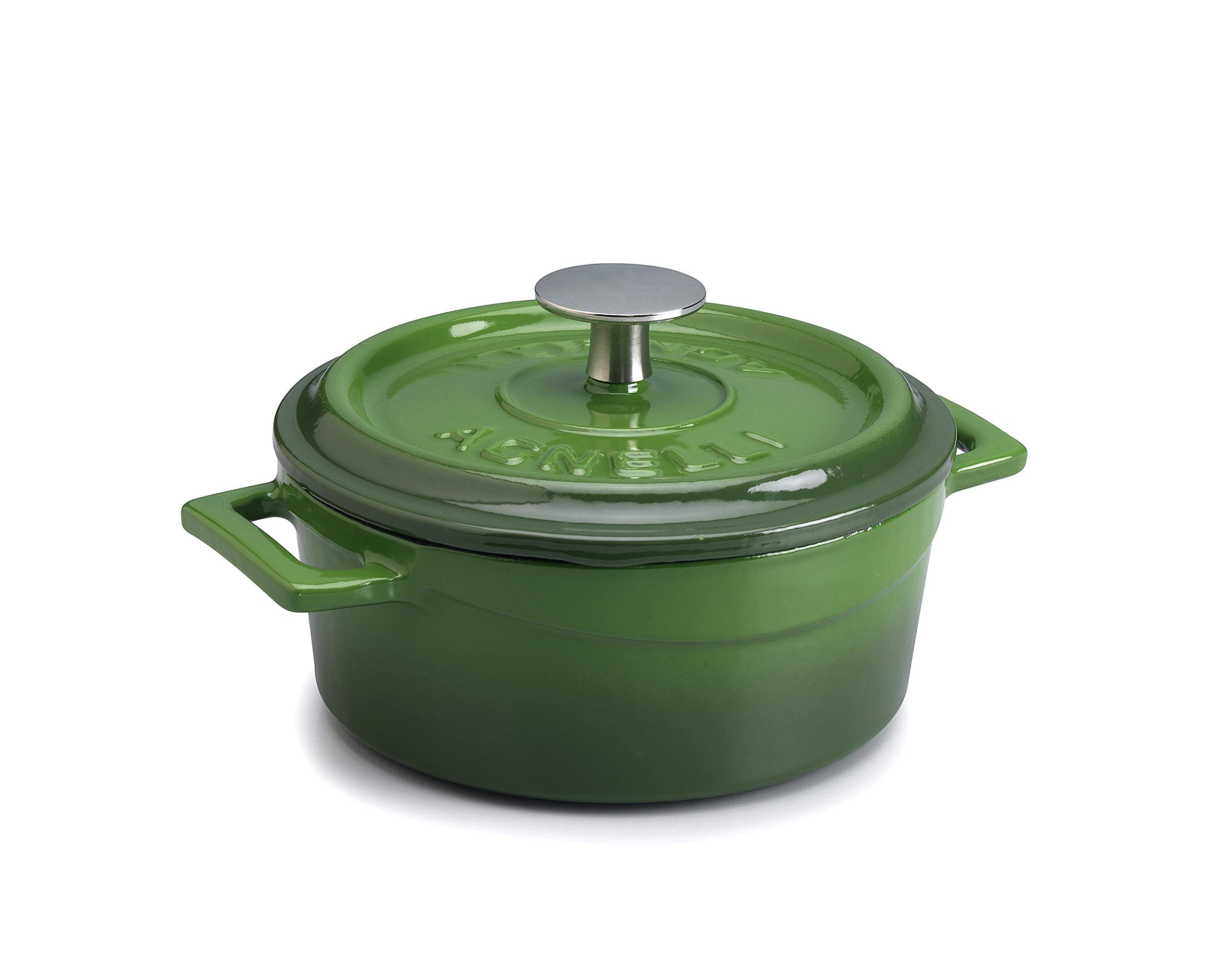 Pentole Agnelli COGHSRP10410G Cast iron Slowcook Casserole Line, 10 cm, 0.35 l, Green