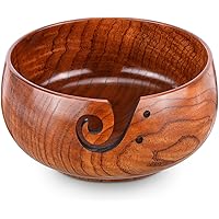 Wooden Yarn Bowl, Knitting Yarn Bowls with Holes Storage Handmade to Prevent Slipping, Perfect Yarn Holder for Knitting & Cro