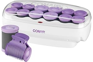 Conair Hot Rollers for Long, Medium & Short Hair, 12 Ceramic Flocked 1½-Inch and 1¾-Inch Heated Hair Rollers with Clips, Hot Curlers for Women, Volume & Curls, Amazon Exclusive