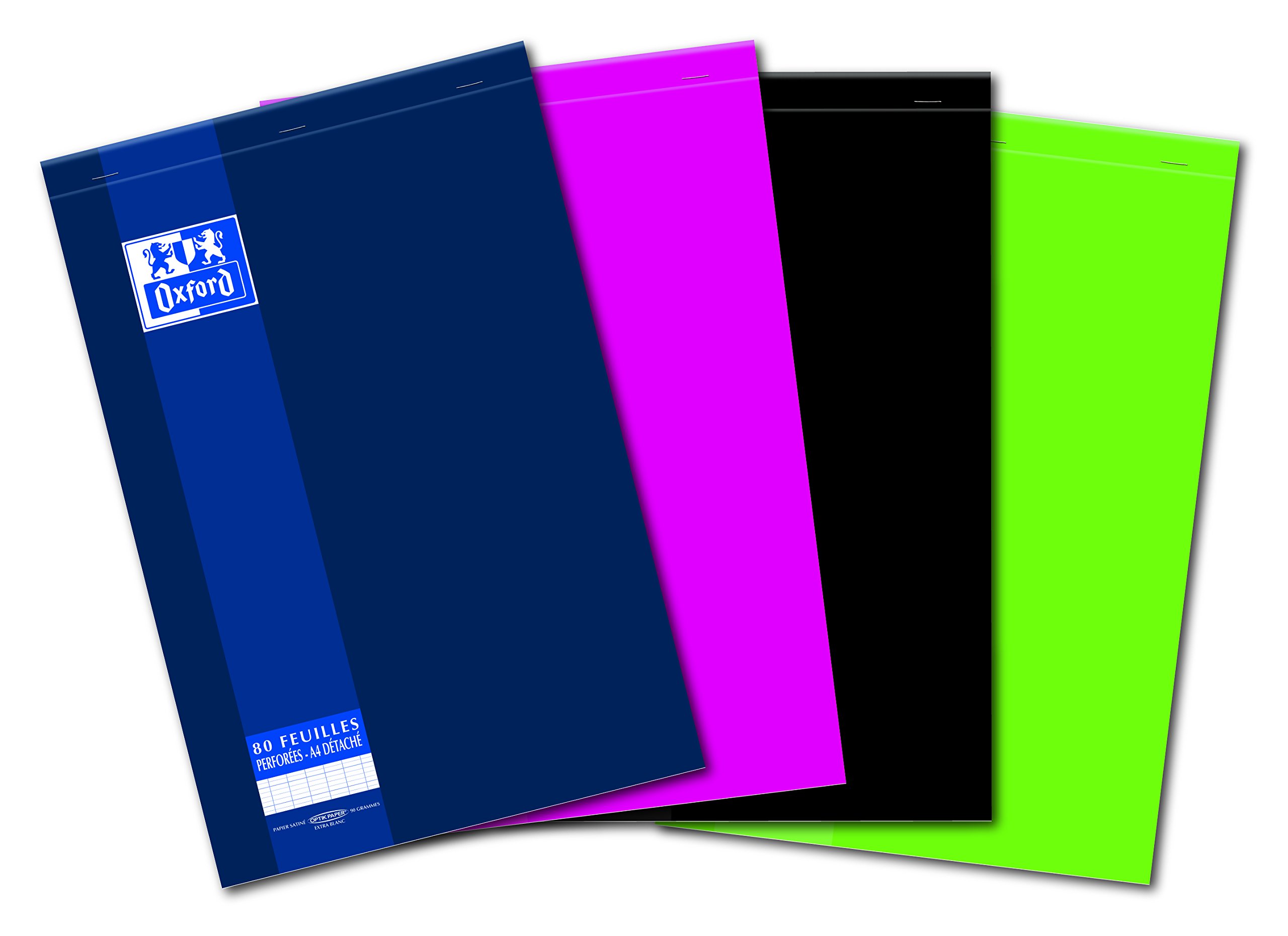 Oxford School Notepad Large Squares 160 Pages A4+ Assorted Colours Pack of 5