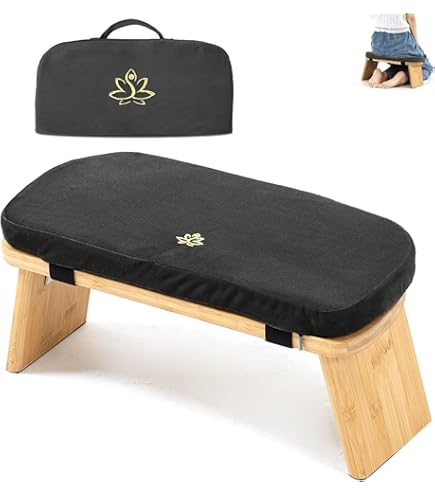 Bamboo Folding Meditation Bench With Velvet Cushion & Carry Bag - View #11