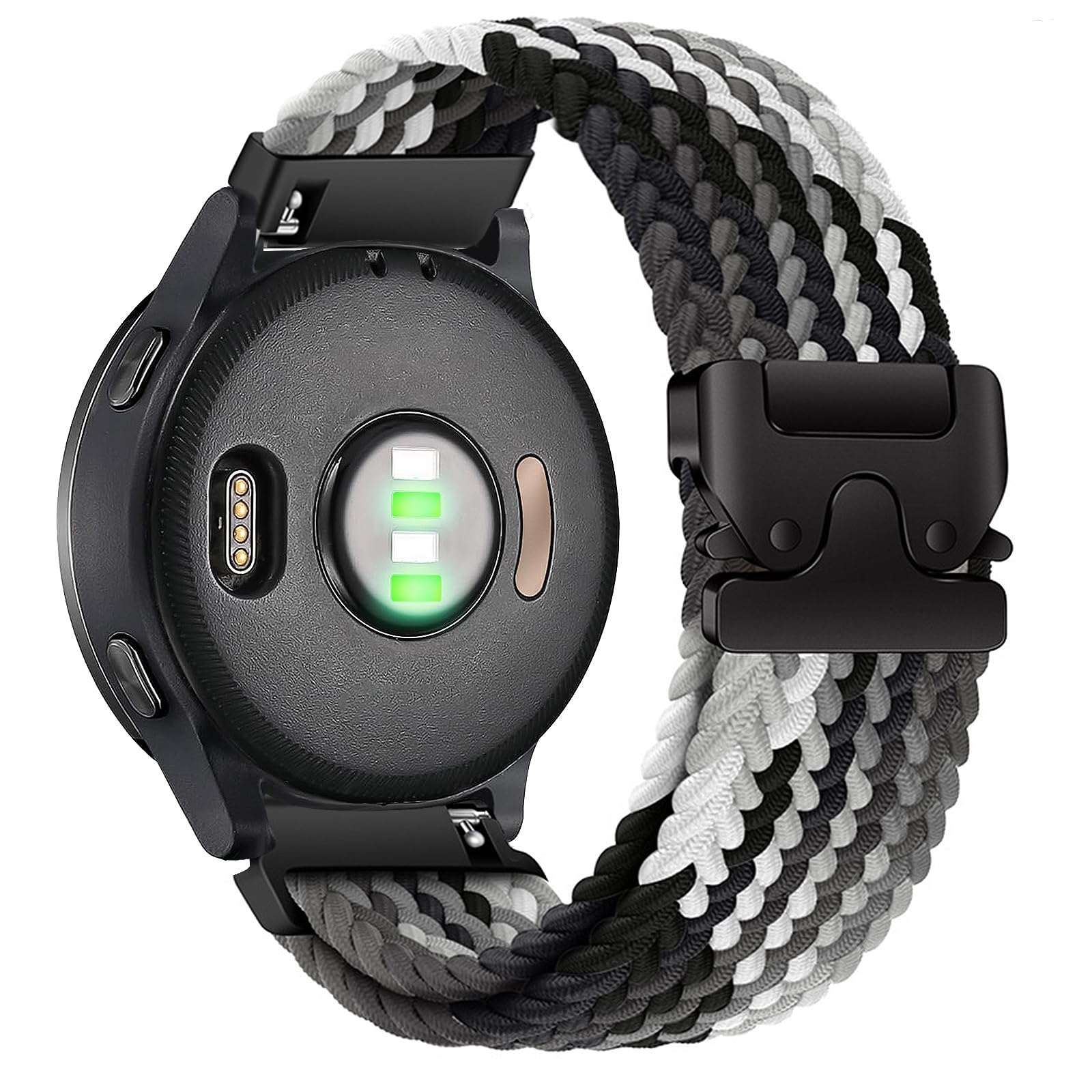 Photo 1 of 22mm Nylon Quick Release Watch Band Compatible with Garmin Venu 3/Venu 2/Venu 4 45mm/Forerunner 265/255/255 Music/Vivoactive 4, Parachute Buckle, Elastic Braided Replacement Strap for Men Women