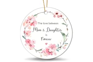 AVQOHE Mother and Daughter Ornament 2023, Daughter Ornament from Mom, Mother & Daughter Christmas Tree Ornament, Round Ceramic Ornament Keepsake for Mother and Daughter