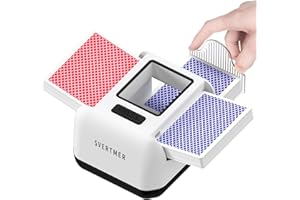 Svertmer Automatic Card Shuffler|1-2 Deck Electric Card Shuffle Machine|Portable Rechargeable Batteries of Poker,Blackjack,Uno,Skip-Bo,Phase 10 More Playing Shuffler for Home Game,Travel