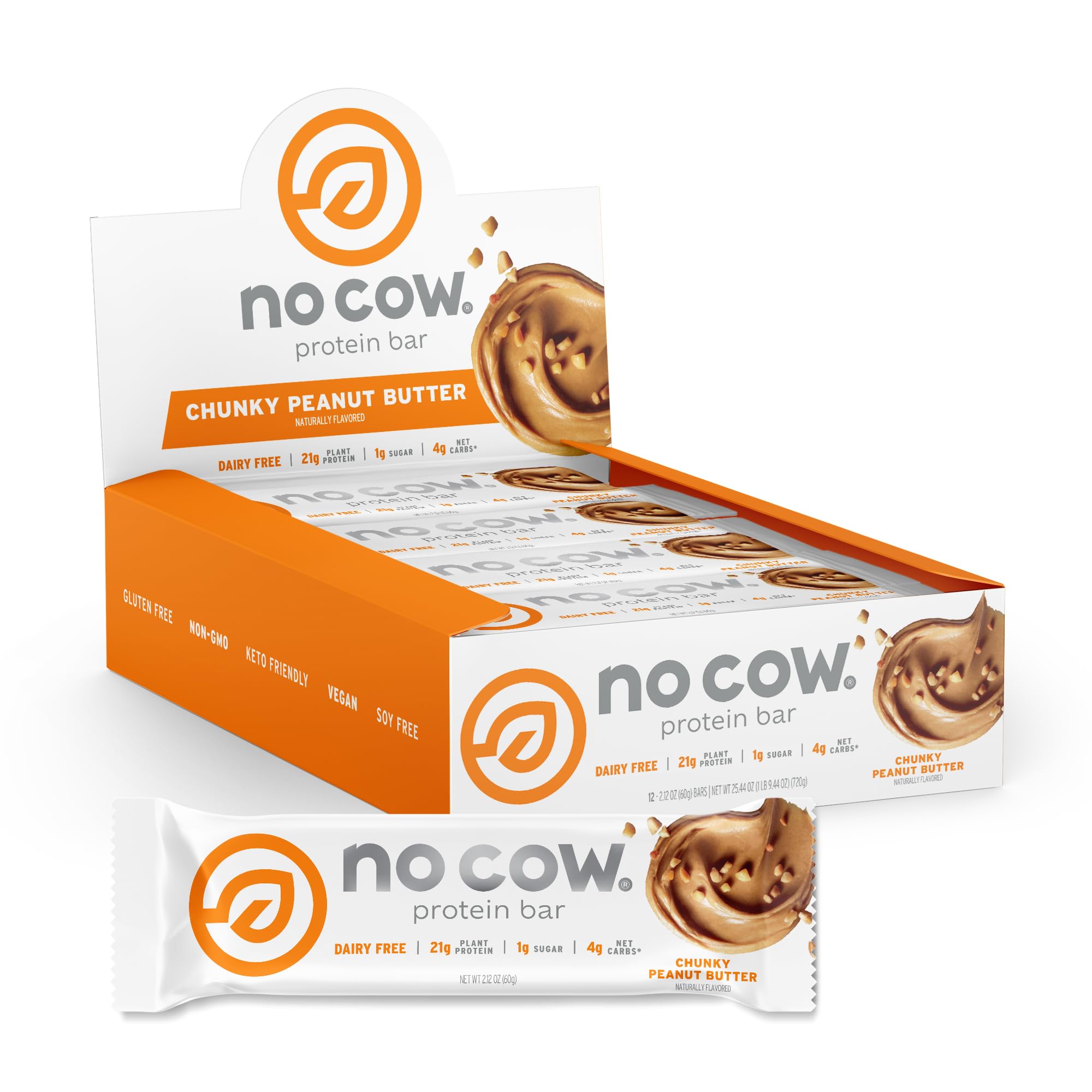 No Cow High Protein Bars, Chunky Peanut Butter