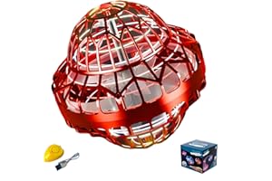KKPOT Flying Orb Ball Toy, Flying Mini Drone Ball for Kids,Cosmic Globe Light Up Boomerang Hover Spinner Ball,Cool Fly Toys Gift for Boy Girls Teens (Red)