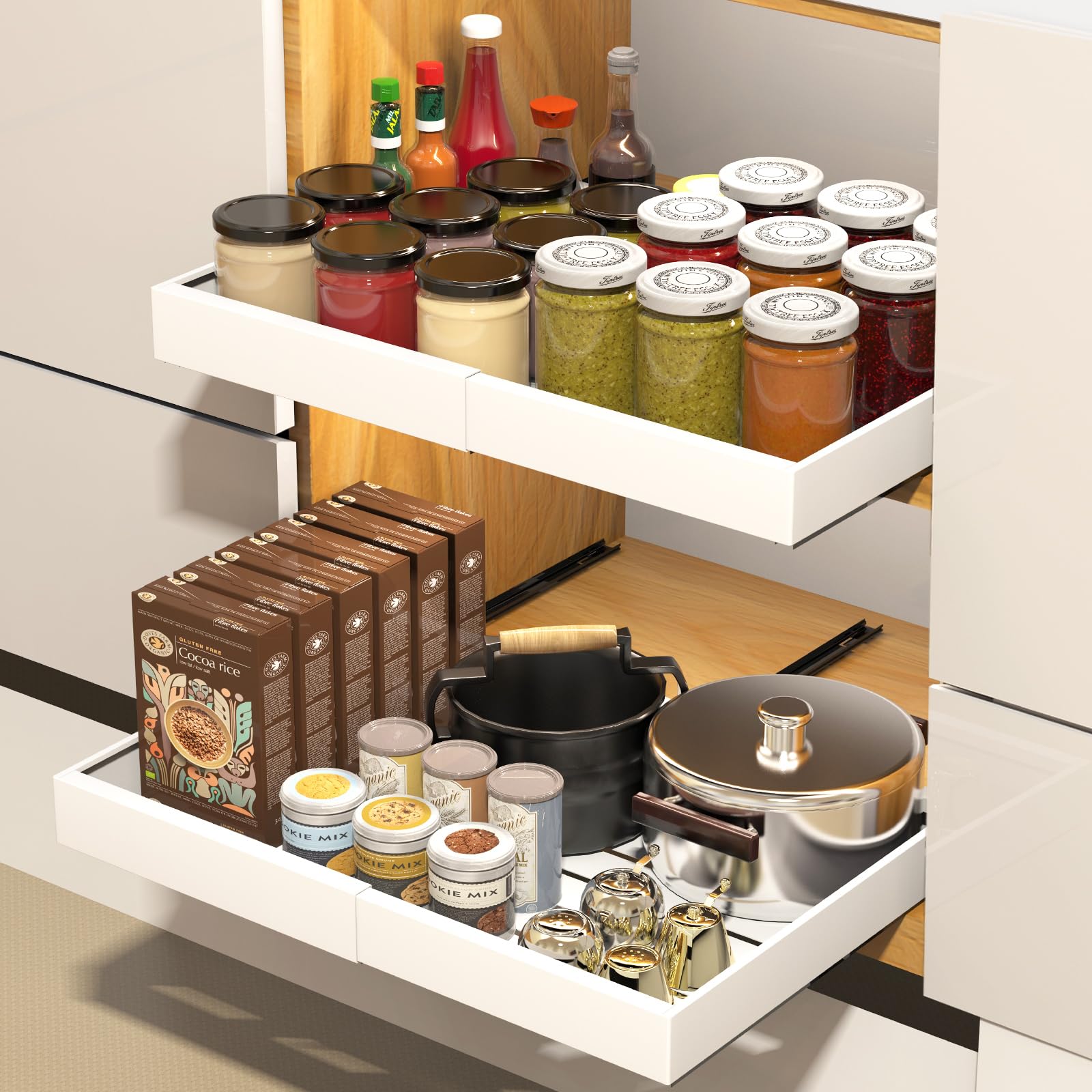 Kitchen Pull Out Drawers for Cabinets Expandable Wide (12.5