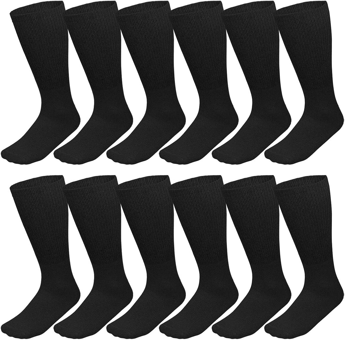 Physicians Approved Diabetic Socks Crew Unisex 3, 6 or 12-Pack: Clothing